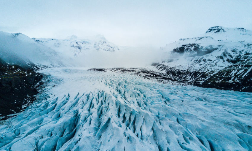 Snowy mountain glacier